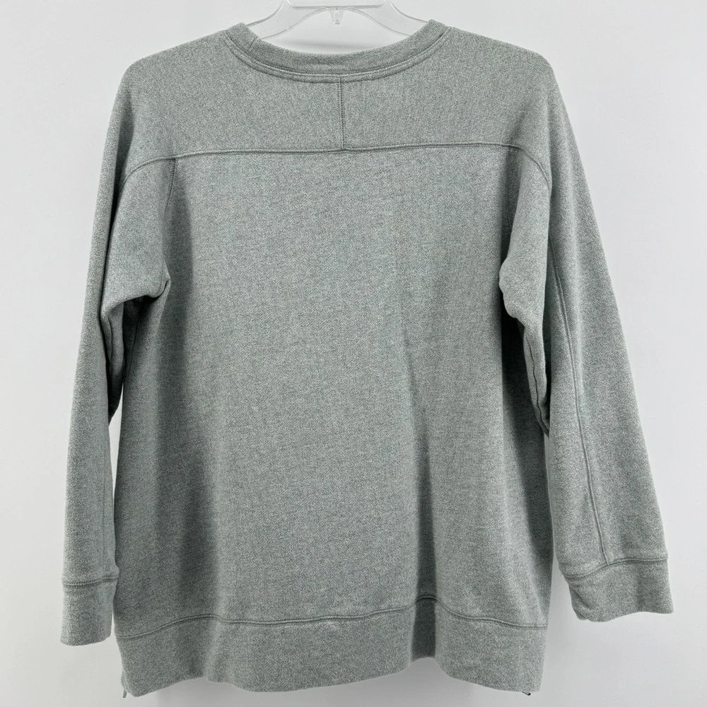 Soft Surroundings Sweatshirt Women XL Green Embroidered Cutout Side Zip Pullover